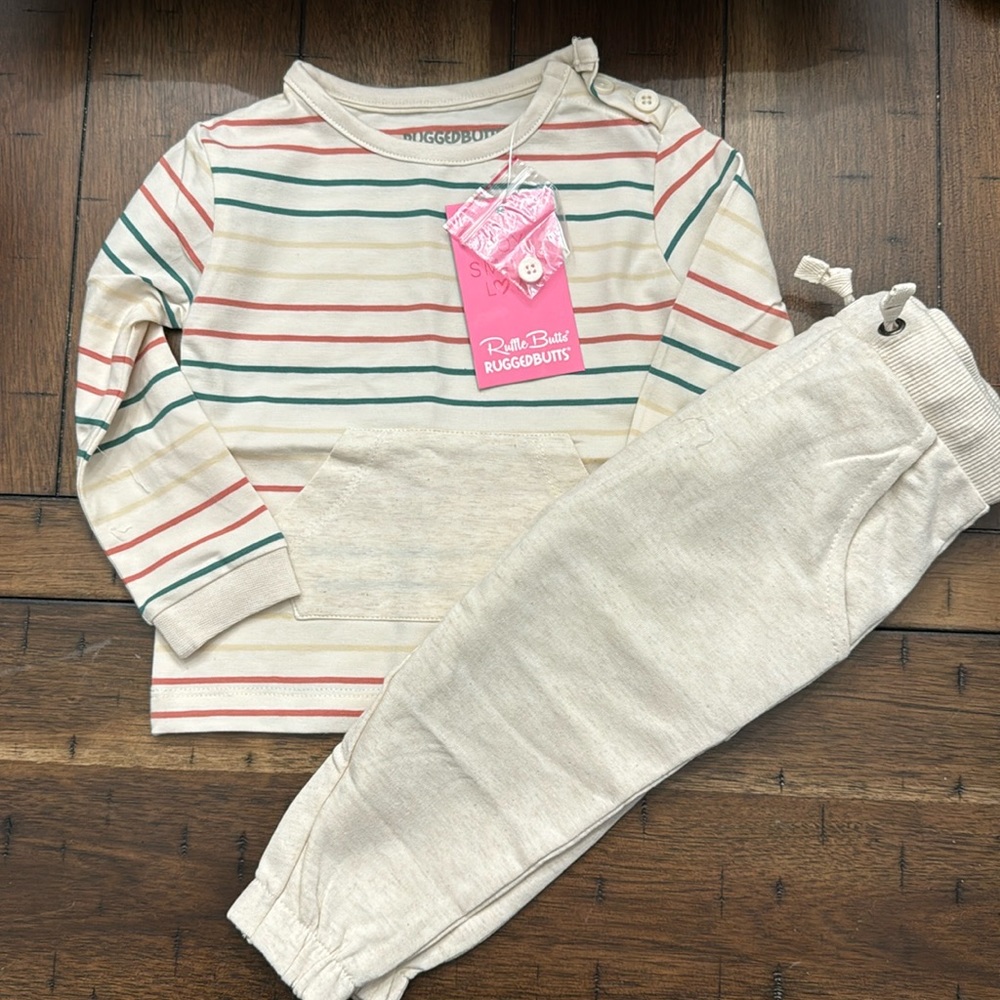 Rugged Butts Boys Tera Scott’s Stripe Jogger Set 12-18 months NWT